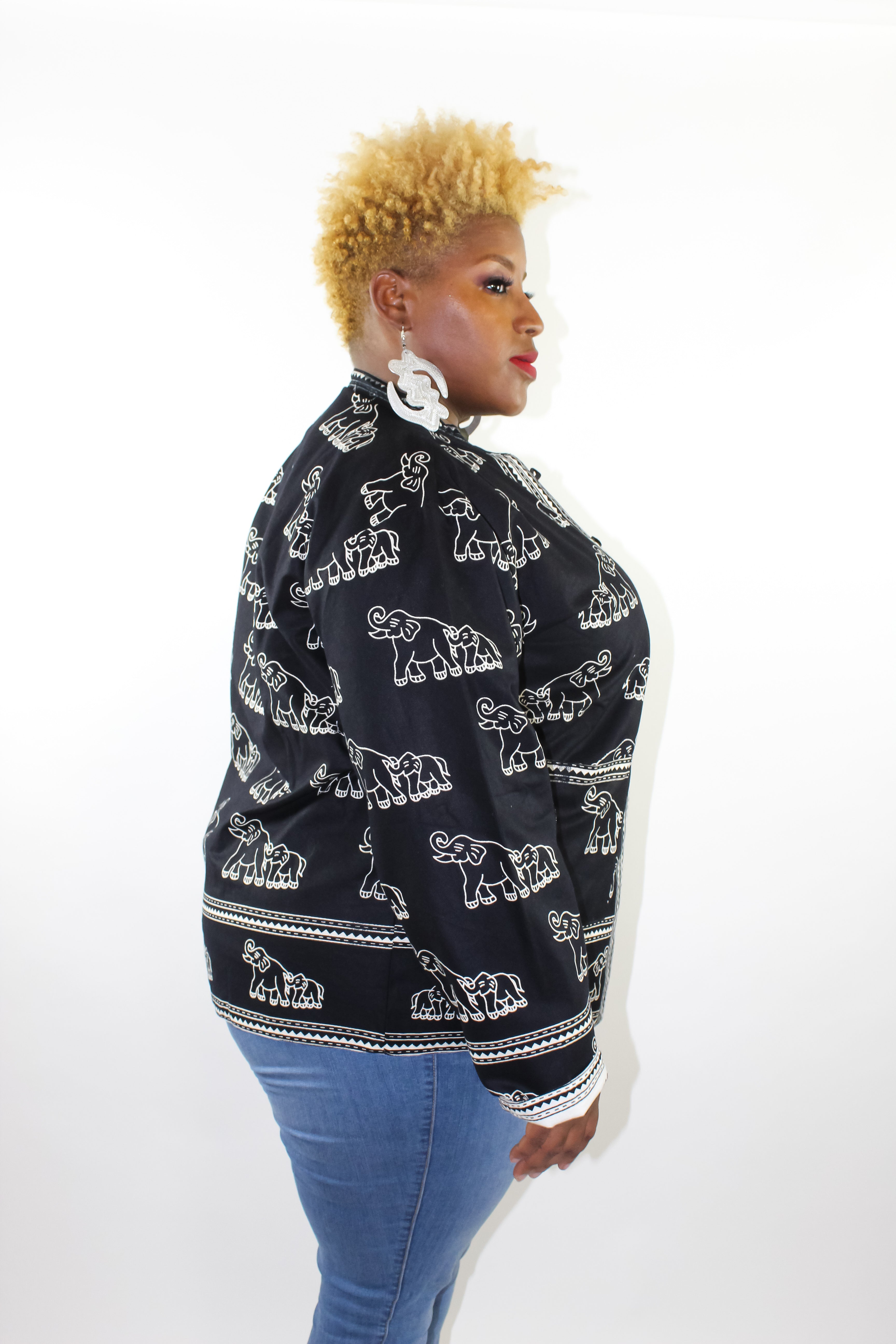 Reversible African Jacket-Elephant Print