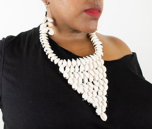 Large Cowrie Shell Statement Necklace & Earring Set