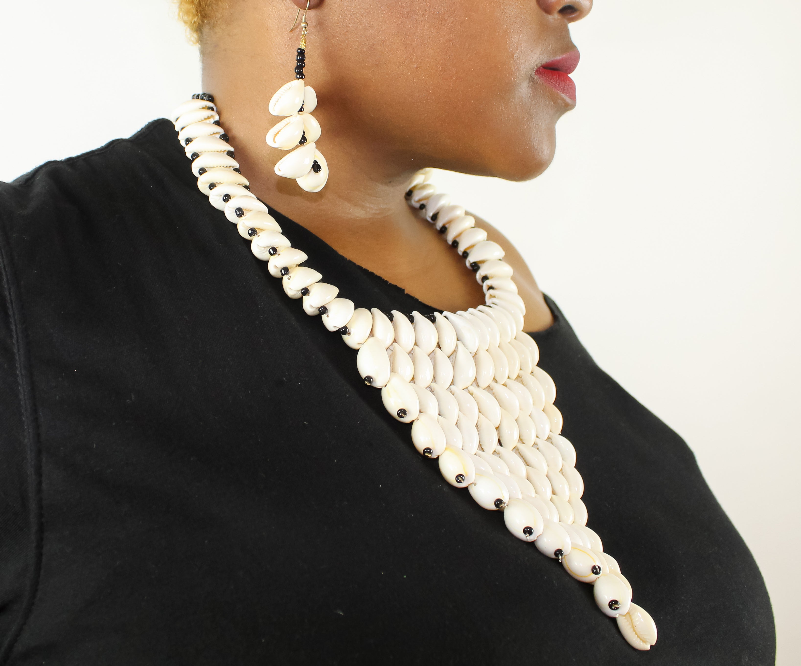 Cowry shell Necklace Earring Set sageandshea Sage and