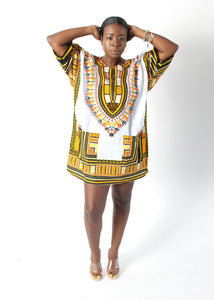 White & Yellow Pocket Dashiki