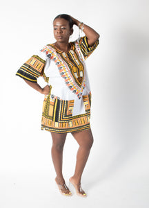 White & Yellow Pocket Dashiki