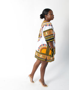 White & Yellow Pocket Dashiki