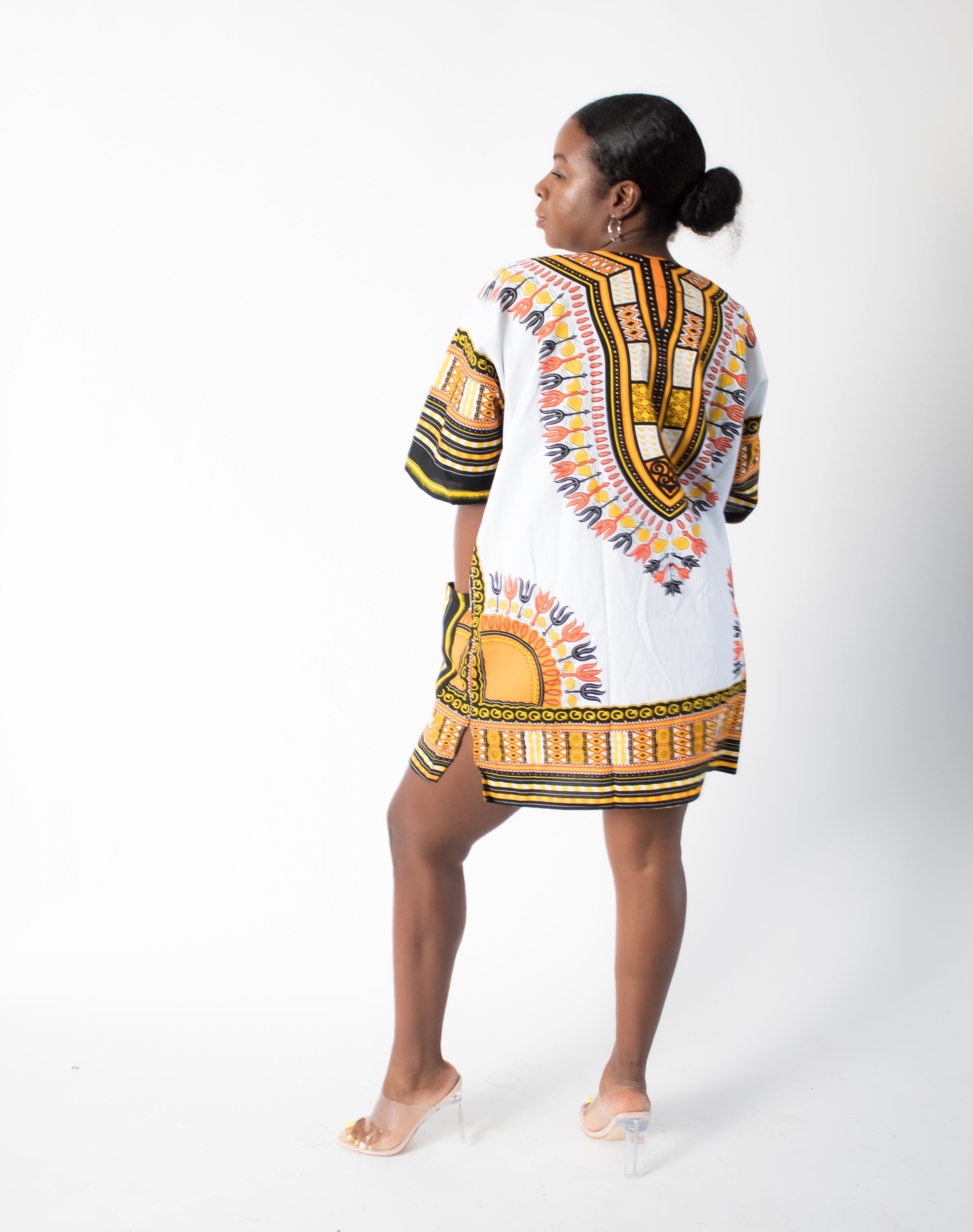 White & Yellow Pocket Dashiki