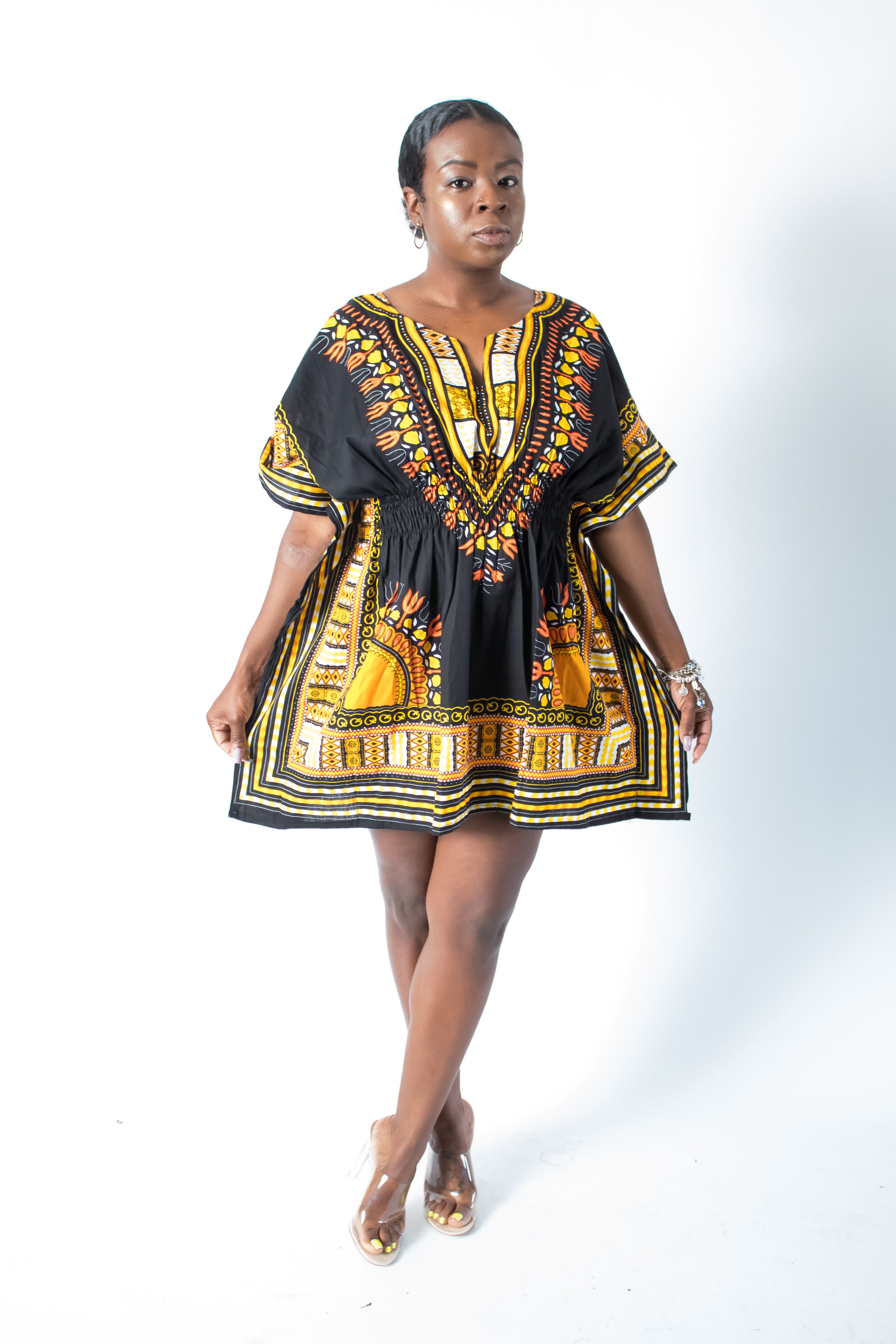 Black & Orange Dashiki Top