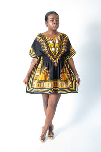 Black & Orange Dashiki Top
