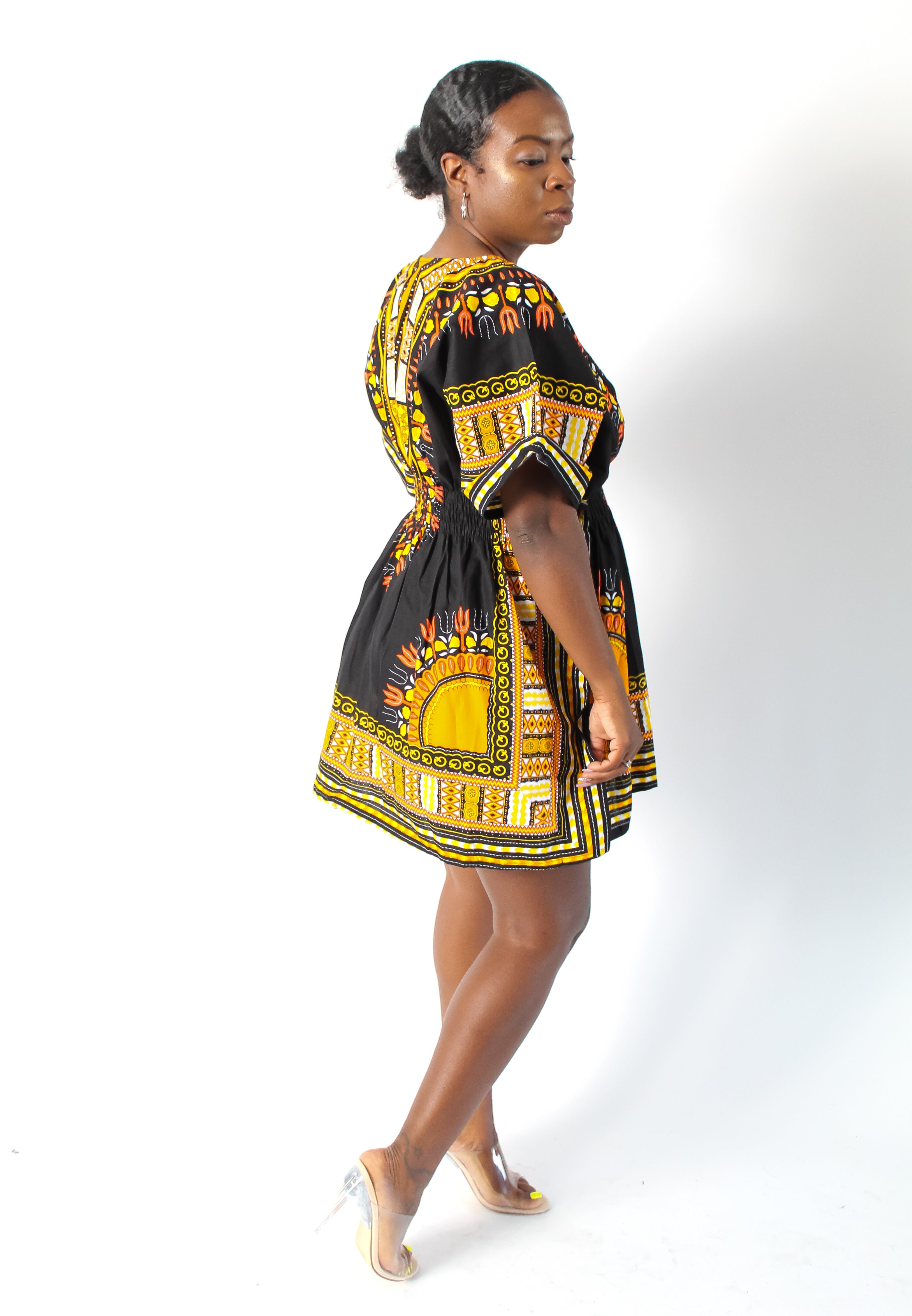 Black & Orange Dashiki Top