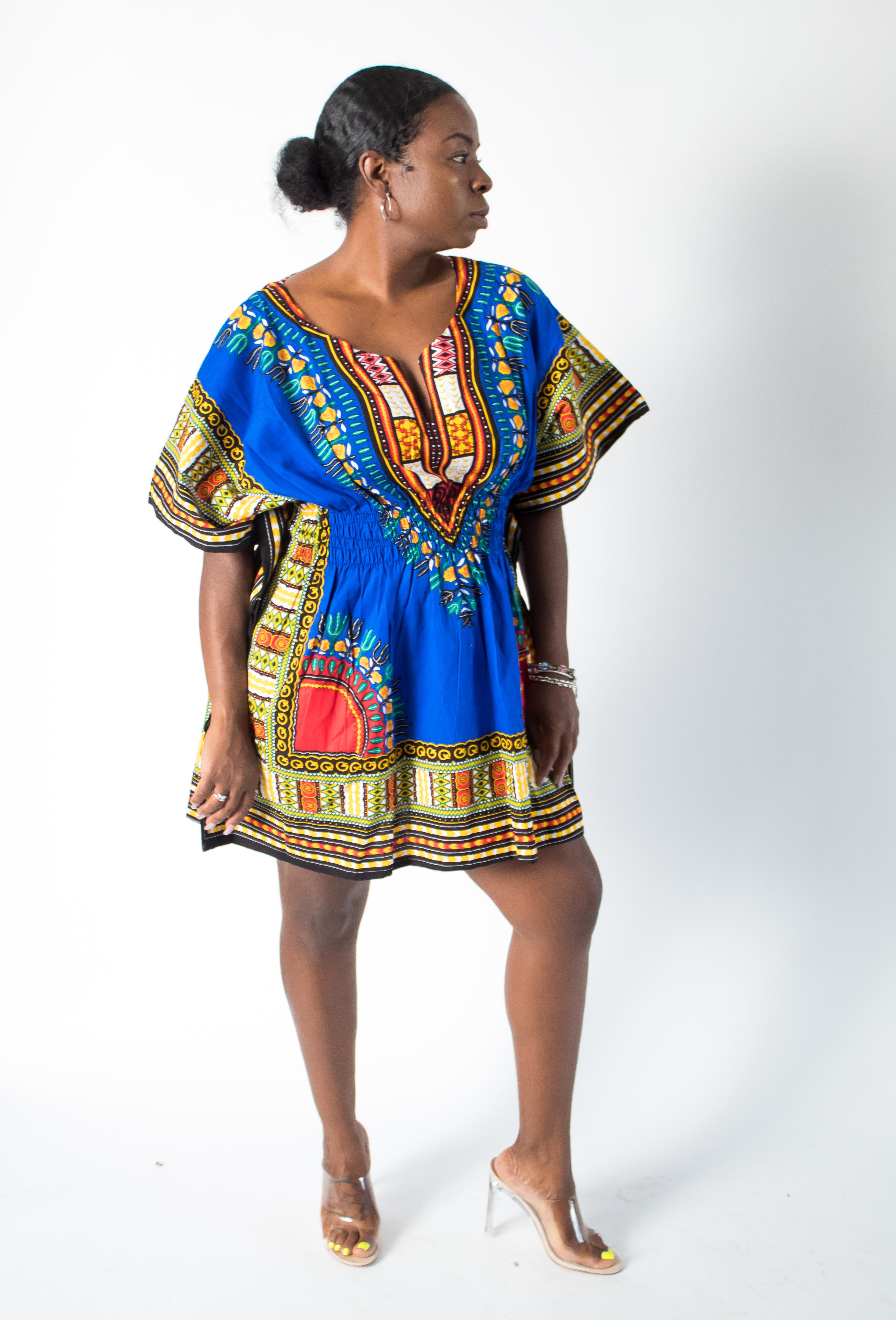 Royal Blue & Red Dashiki