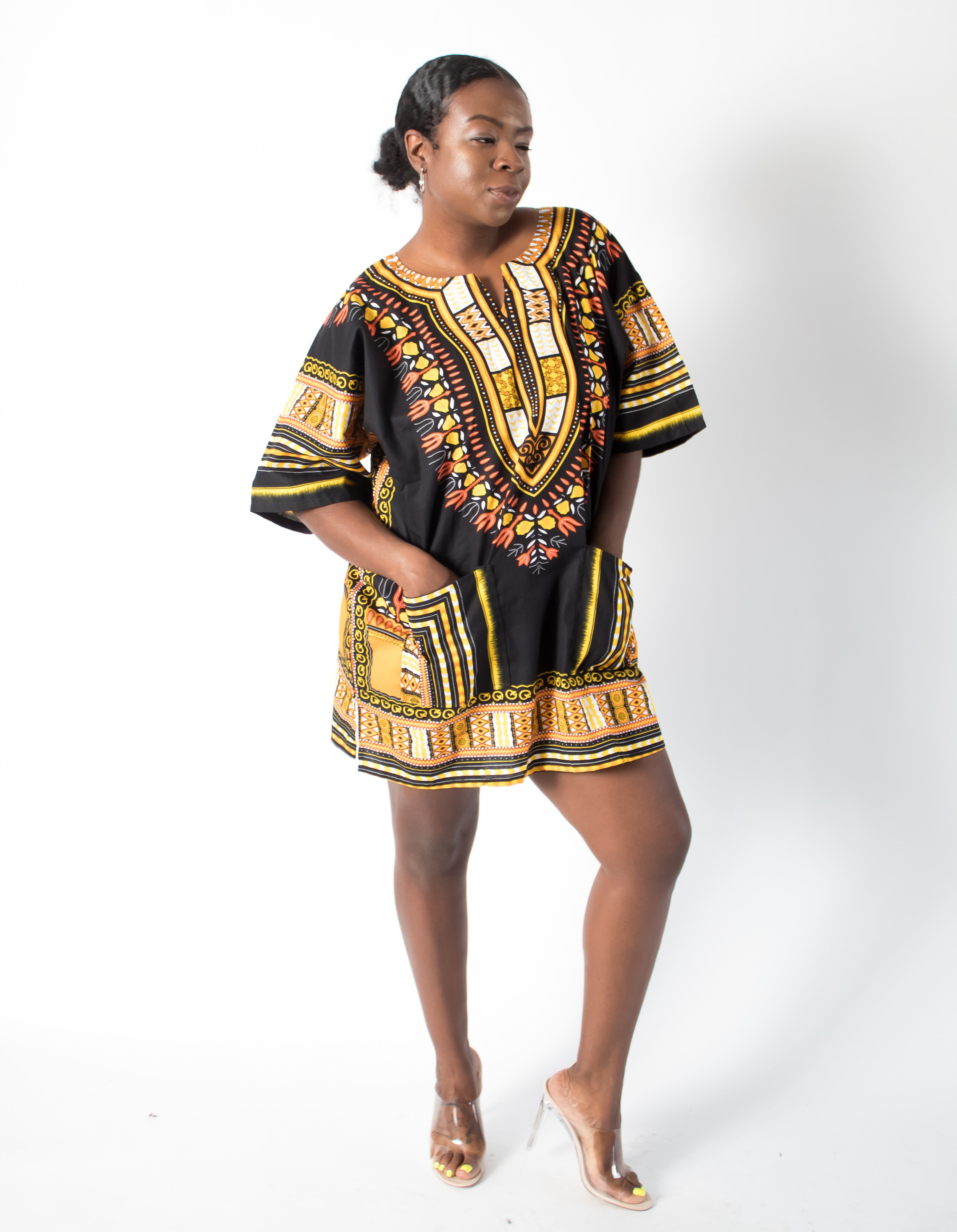 Black & Yellow Dashiki w/ Pockets