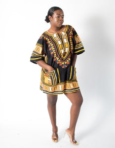 Black & Yellow Dashiki w/ Pockets