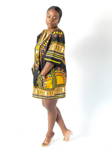 Black & Yellow Dashiki w/ Pockets
