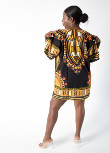 Black & Yellow Dashiki w/ Pockets