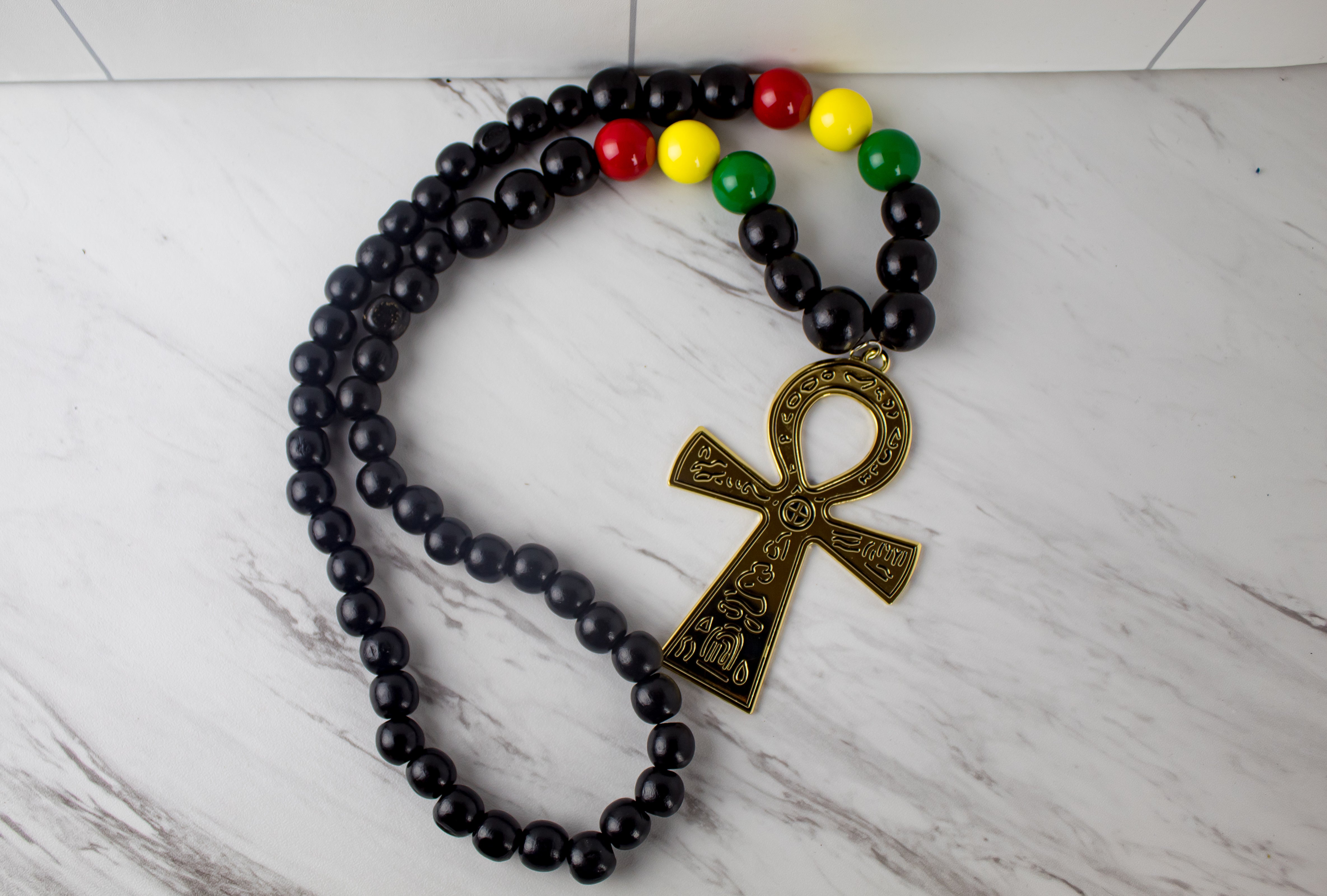 Gold Ankh African Man's Necklace