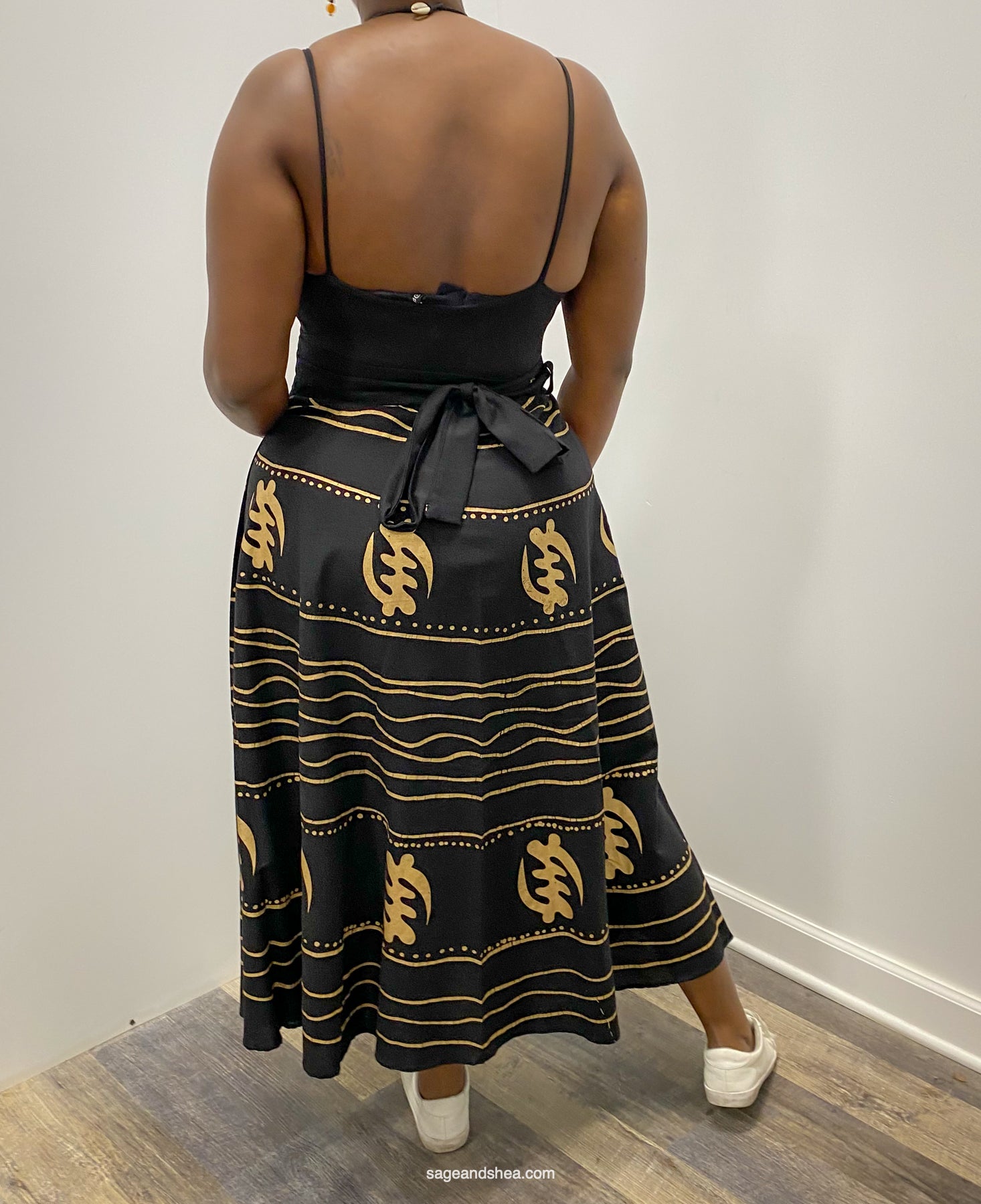 Gye Nyame Wrap Skirt - Black & Gold