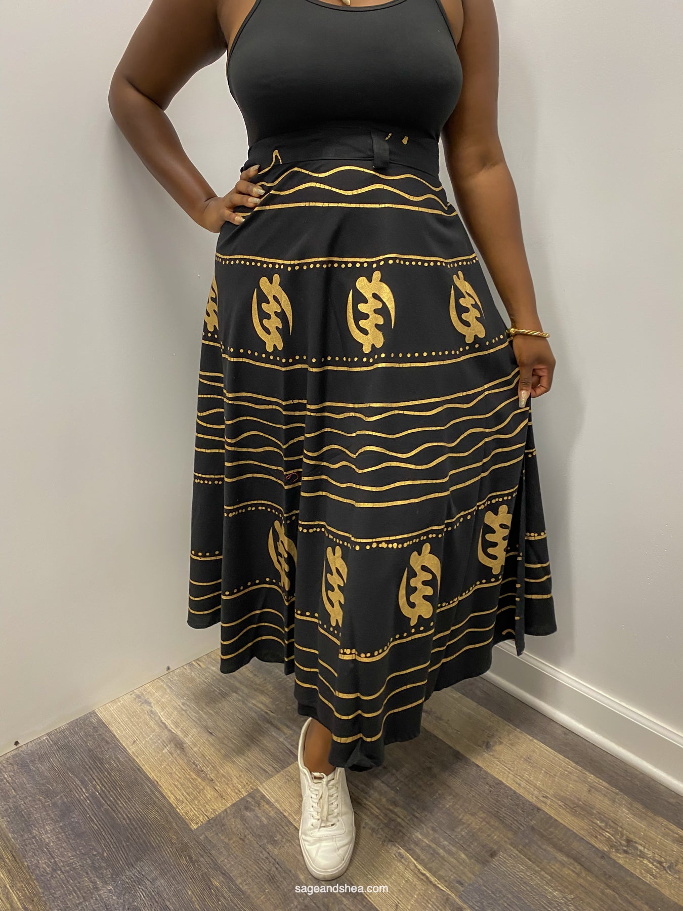 Gye Nyame Wrap Skirt - Black & Gold