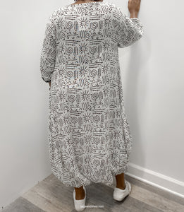 White Hi-Low Printed Dress